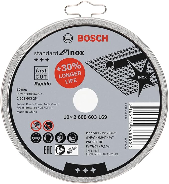 BOSCH KESME DİKSİ DÜZ STANDART INOX RAPİT İÇİN 2608603254 (10 ADET)